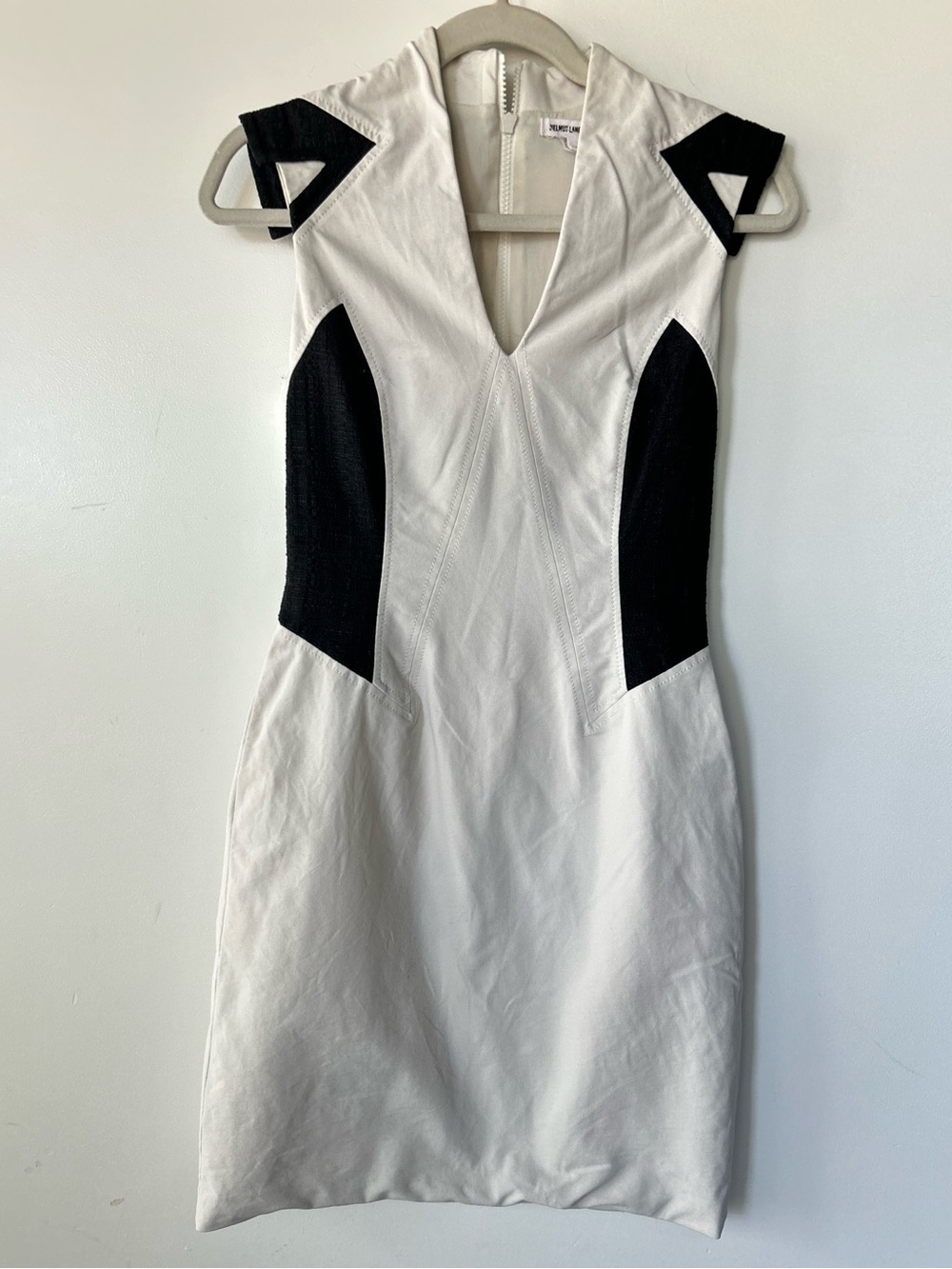 Helmut Lang Sleeveless/Cap Sleeve Sheath Dress White & Black